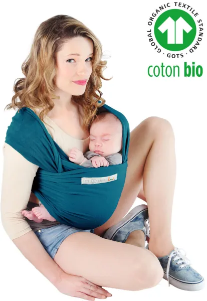 Écharpe de portage extensible biologique bleue Basic