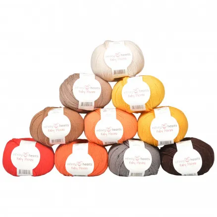 Infinity Hearts Baby Merino Lot de fils 13 nuances brunes et orange - 10 pcs - Infinity Hearts Baby Merino Lot de fils 13 nuances grises et brunes