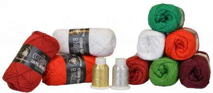 Mayflower Cotton 8/4 Paquet de fils Noël 6 couleurs + 2 paillettes - 11 pcs - Mayflower Cotton 8/4 Paquet de fils Noël 9 couleurs + 2 paillettes - 11 pcs